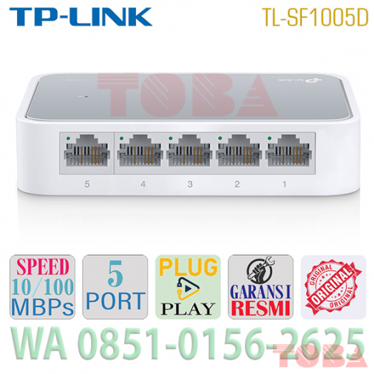 TP-LINK SWITCH HUB 5-PORT 10/100Mbps TL-SF1005D  - SWH-TLS-F1005D