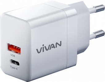 TRAVEL CHARGER VIVAN POWER 35 4A 35 WATT GaN WHITE - TCH-VVN-P35WGW
