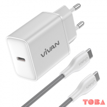 TRAVEL CHARGER VIVAN POWER C20C 3A 20 WATT WHITE - TCH-VVN-PC20CW