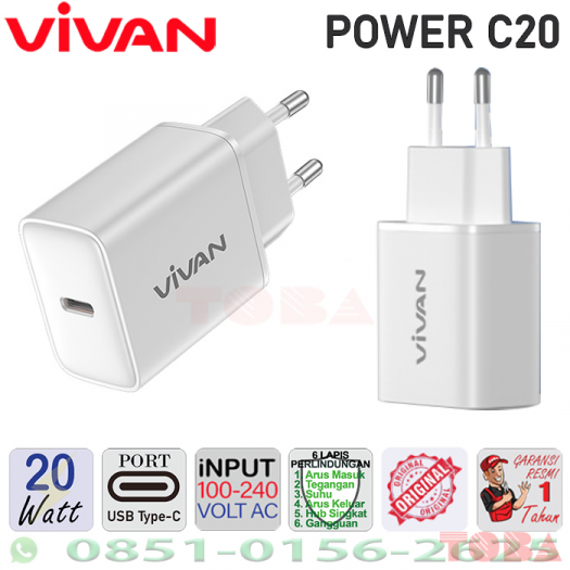VIVAN TRAVEL CHARGER POWER C20 - 20 WATT - TYPE-C - 