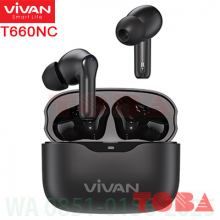 VIVAN TWS EARPHONE AIRBUDS ROBOT T660NC BLUETOOTH 5.3 HITAM - EBV-LBT-T660NC