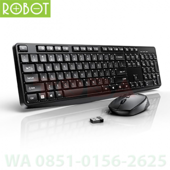 WIRELESS KEYBOARD + MOUSE ROBOT KM3100 - HITAM - KMW-RBT-KM3100