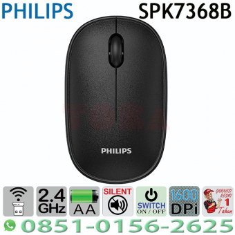 WIRELESS MOUSE PHILIPS SPK7368B 1600 DPI SILENT KLIK BLACK - MSW-PHS-PK7368