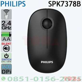 WIRELESS MOUSE PHILIPS SPK7368B 1600 DPI SILENT KLIK BLACK - MSW-PHS-PK7378